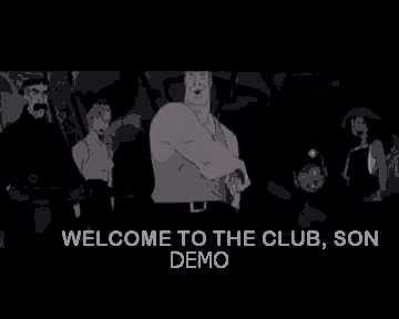 welcome to the club son demo is written on a black screen