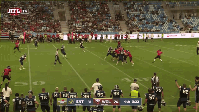 a football game is being broadcasted on hfltv
