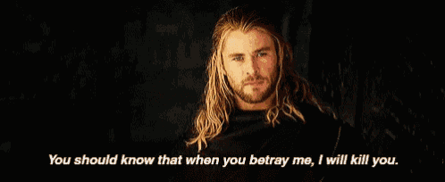a man with long hair and a beard is saying `` you should know that when you betray me , i will kill you ''