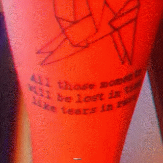 All Those Moments Blade Runner Tattoo Vhs GIF - All Those Moments Blade Runner Tattoo Vhs Tattoo GIFs