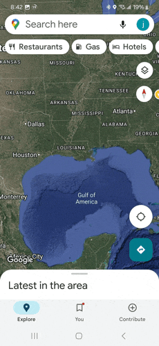 a map of the gulf of america is shown on a phone screen