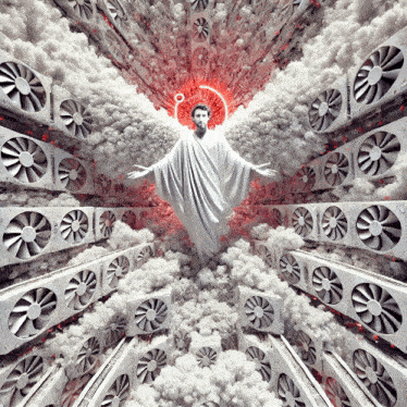 a man in a white robe is surrounded by white fans and smoke