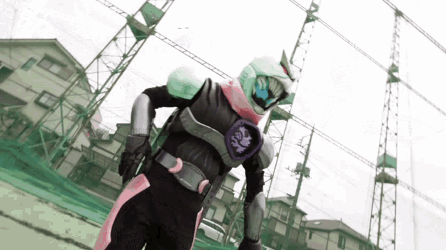 a person in a superhero costume with a badge that says ' samurai ' on it