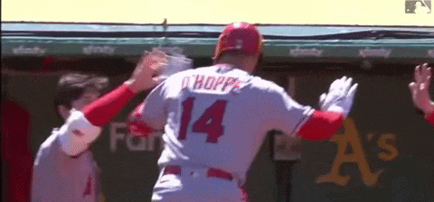 a baseball player with the number 14 on the back of his shirt