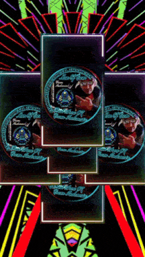 a colorful background with a man in a circle that says line of victory