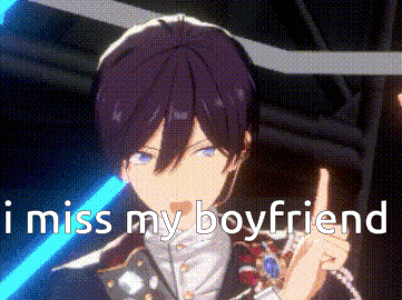 a cartoon character is pointing up and saying `` i miss my boyfriend ''