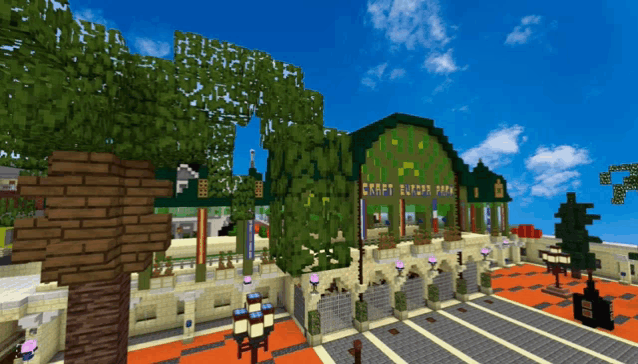 a minecraft creation of a craft burger park