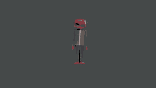 a 3d model of a person with a red helmet on