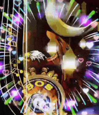 a colorful background with hearts and a clock that says boss