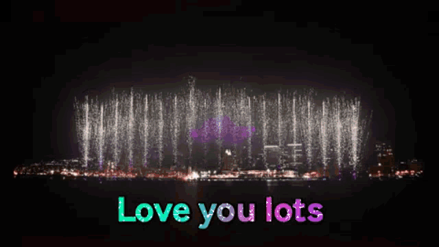 a fireworks display with the words " love you lots "
