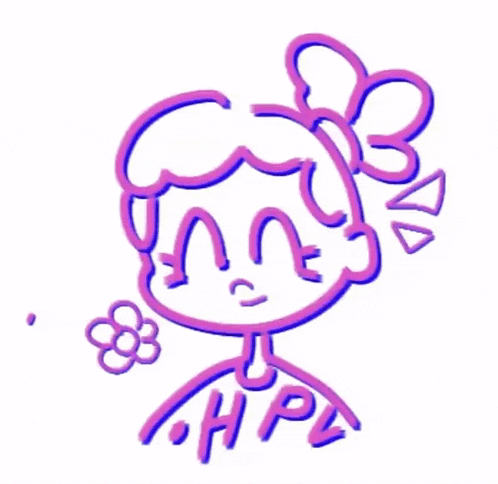 a drawing of a girl with a flower in her hair and the word hpl on her chest