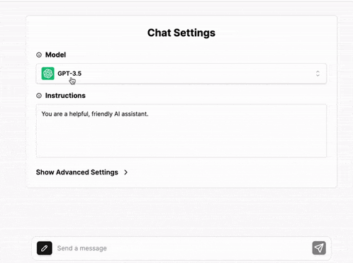 a screenshot of a chat settings page with a model named claude 2