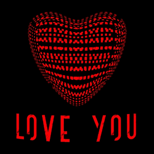 a black background with a red heart and the words " love you "