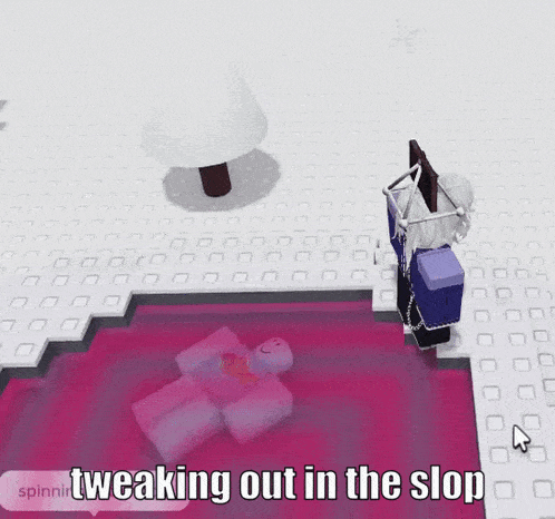 a person in a video game is tweaking out in the stop .