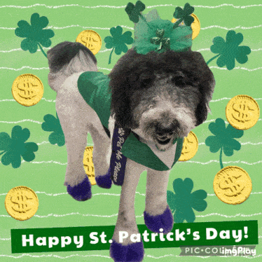 a picture of a dog with the words happy st. patrick 's day written below it