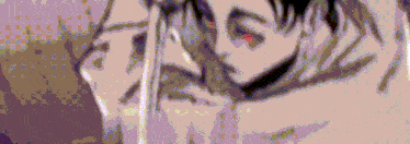 a pixelated drawing of a person 's face with the letter s visible