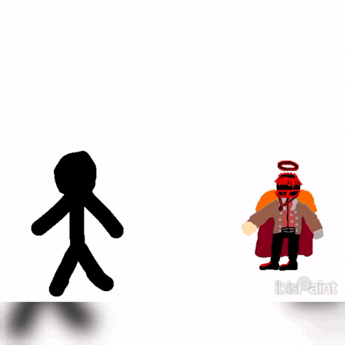 a drawing of a man holding a sword with ibis paint written below it