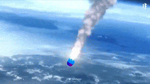 an animated image of a rocket flying through the air with the letters if on the bottom