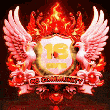 a shield with the number 18 on it and the words 86 community