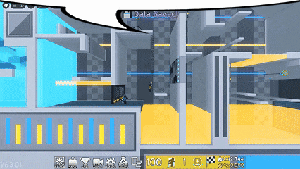 a screenshot of a video game that says data saved on the top