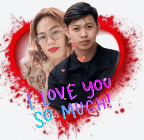 a picture of a man and a woman with the words " i love you so much " above them