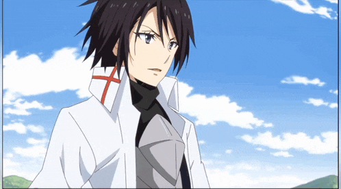 a person with a cross on their collar is standing in front of a blue sky