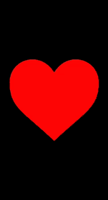 a red heart on a black background with a shadow