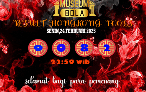 a poster that says museum bola result hongkong pools on it