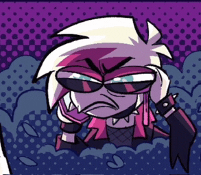 a cartoon character is wearing sunglasses and making a face .