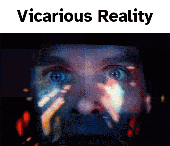 a picture of a man 's face with the words vicarious reality below it