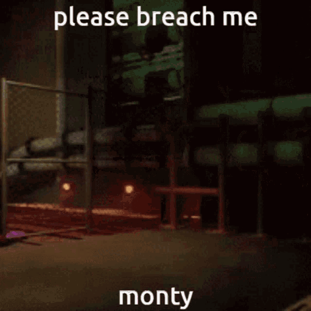 a green lizard is dancing in a dark room with the words please breach me monty on the bottom