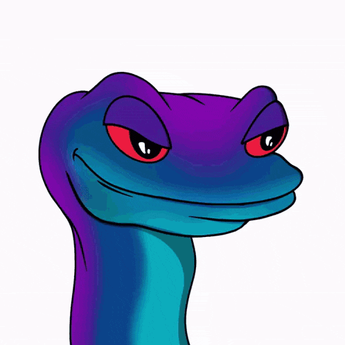 a cartoon of a snake with blue lasers coming out of it 's eyes