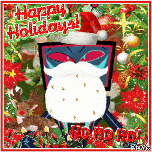 a christmas card that says happy holidays with a santa hat and beard