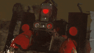 a monster with a drill in its mouth is standing in front of a mountain