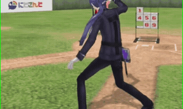 a man in a suit is throwing a ball on a baseball field with a scoreboard that says 1 456 89
