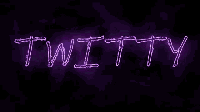 the word twitty is written in purple and blue lightning