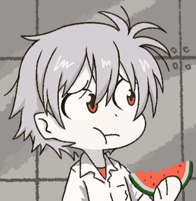 a pixel art drawing of a boy holding a watermelon