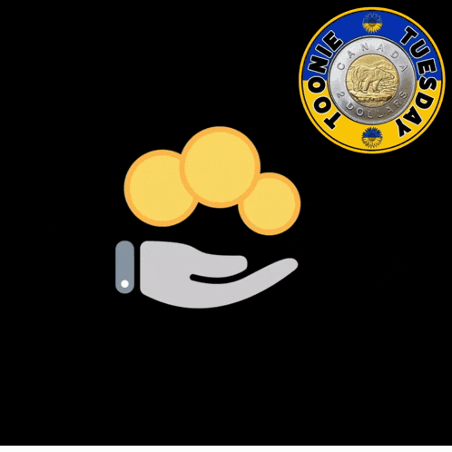 a hand holding a bunch of coins next to the words time to toonies