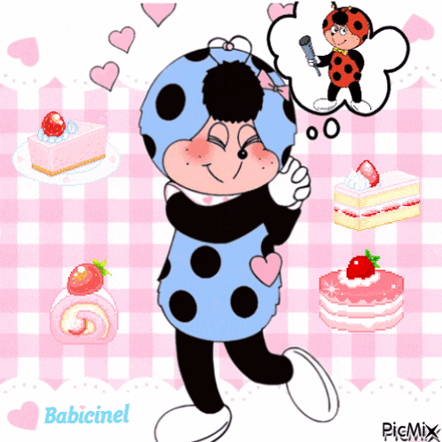a cartoon ladybug with the name babicinel on it