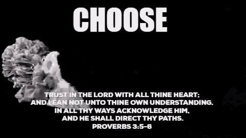 choose trust in the lord with all thine heart and lean not unto thine own understanding . in all thy ways acknowledge him