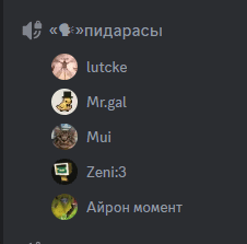 a screenshot of a discord server with a list of names including lutcke and mr.gal