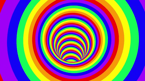a rainbow colored optical illusion of a tunnel