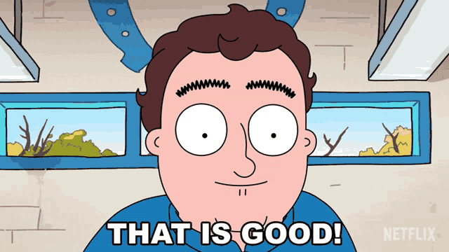 a cartoon of a man saying that is good on netflix
