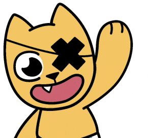 a cartoon cat with a cross on his eye