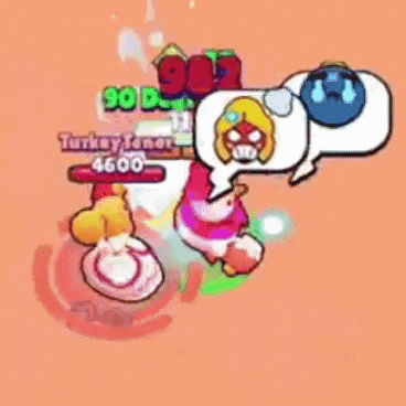 a cartoon character is being hit by a bullet in a video game with a cactus in the background .