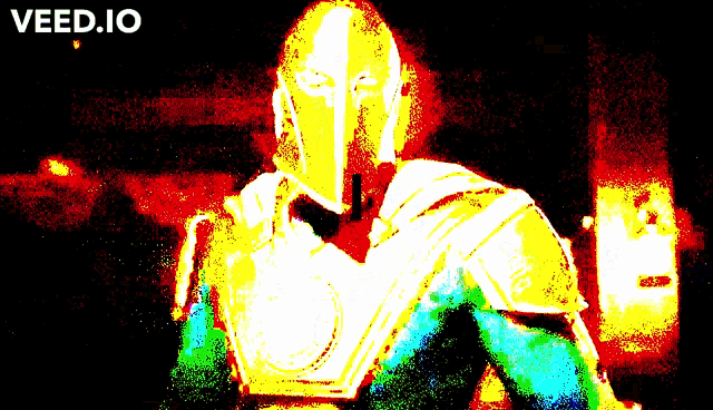 a colorful image of a knight with the word veed.io below it