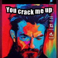 a painting of a man with the words you crack me up on it