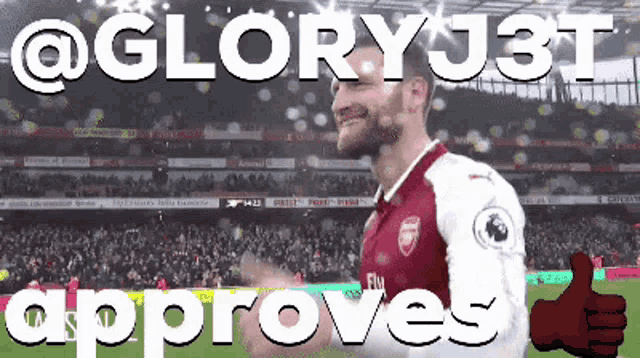 a soccer player giving a thumbs up with the words @ gloryj3t approves above him
