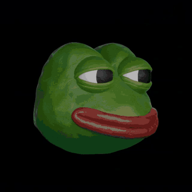 a green frog with a cigarette in his mouth