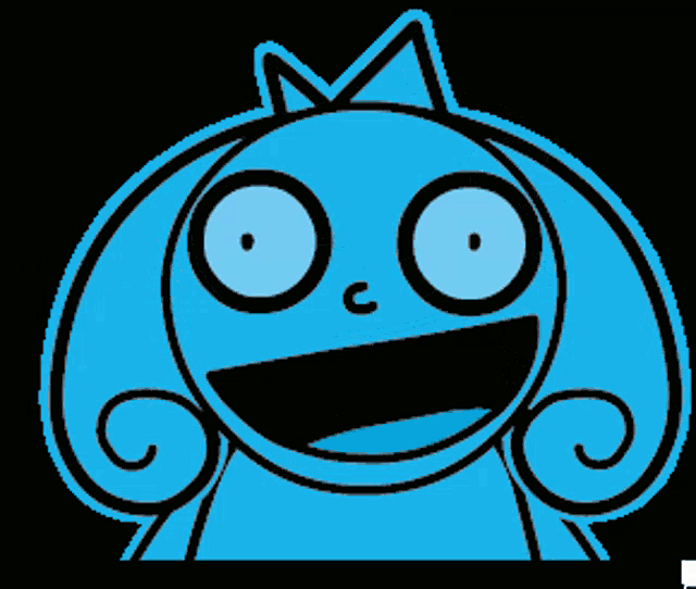 a blue cartoon character with the words nice turn written below it